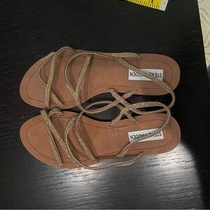 Steve Madden Tan Flat Sandals with Woven Straps